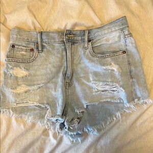 Aeropostale Blue Distressed Jean Shorts High-Waisted